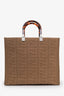 Fendi Taupe Mesh Medium Sunshine Shopper Tote With Strap