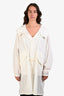 Jil Sander White Logo Printed Cinch Waist Coat Size 46
