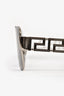Versace Silver Tone Rectangular Logo Sunglasses