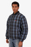 Supreme FW19 Blue Plaid Leather Collar Puffer Jacket Size L Mens