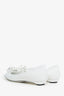 Prada White Leather 'Floral Appliqué' Ballet Flat Size 38.5
