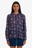 Isabel Marant Etoile Purple Cotton Floral Print Long Sleeve Top Size 40