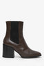 Dries Van Noten Brown/Black Leather Block Heel Ankle Boots Size 38