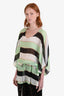 Vix Paula Hermany Green/White/Multicolour Crepe Striped Belted Top Size S