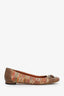 Gucci Brown/Multicolour Leather and GG Raffia Horsebit Ballet Flats Size 39