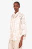 Brunello Cucinelli Cream Silk Sheer Patterned Button Up Three Quarter Sleeve Top Size Small