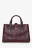 Bottega Veneta Burgundy Leather Intrecciato 'Roma' Top Handle Bag With Strap