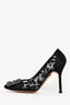 Manolo Blahnik Black Lace Crystal Detail Hangisi Heels Size 36