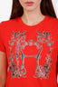 Hermès Red Cotton Della Cavalleria Print T-Shirt Size 36