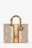 Christian Dior 2015 Brown/Gold Python 'Lady Dior' Top Handle Bag