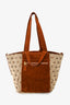 Max Mara Brown Suede Canvas Logo Reversible Tote