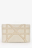Christian Dior 2018 Off White Leather Studded Diorama Wallet On Chain