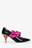 Prada Black Leather Multicoloured Jewel Pink Bow Mary Jane Heels Size 39