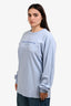Alexander Wang Blue Glitter Logo Long Sleeve Top Size L