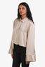 Frame Khaki Tan Silk Buttoned Cropped Shirt Size S