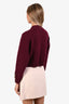 Pre-loved Chanel™ Burgundy/Green CC Cashmere CC Gold Button Crop Cardigan Size 34