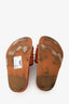 Chloe Orange Woven Leather Suede Lined Slides Size 36