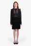 Self-Portrait Black Lace Pleated Long Sleeve Mini Dress Size 10