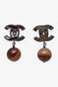 Pre-loved Chanel™ Brown/Silver CC Resin Drop Earrings
