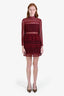 Self-Portrait Burgundy Lace Long Sleeve Mini Dress Size 6