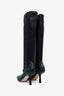 Jimmy Choo Black/Green Snake Embossed Leather Myka 85mm Leather Boots Size 36.5