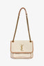 Saint Laurent 2023 White Jacquard Knit Small Niki Shoulder Bag
