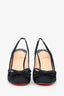 Christian Louboutin Black Satin 'Nooka 100' Slingback Pumps Size 37