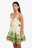 Zimmermann Cream/Green/Orange Linen Belted Corset Mini Dress Size 1