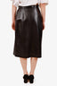 Hermès Black Leather Studded Buckle Wrap Midi Skirt Size 42