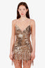 Lovers and Friends Gold Sequin Fringe Mini Dress Size XS