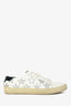 Saint Laurent White/Silver Leather Star Low Top Sneakers Size 39