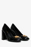 Versace Black Patent Gold Medusa Square-Toe Block Heels Size 37