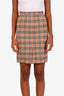Burberry Vintage Beige Nova Check Wool Midi Skirt Estimated Size XS