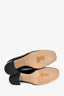 Jimmy Choo Black Leather Patent Cap Toe Pearl Detail Block Heels Size 39