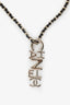 Pre-loved Chanel™ 22K Gold Tone Leather-interlaced Chain Letter Drop Necklace