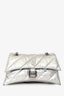 Balenciaga Silver Leather Crushed Quilted Small Crush Chain Bag