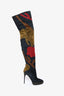 Burberry Blue/Red Suede Stiletto Thigh High Boots Size 36.5