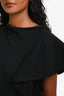 Lanvin Black Cotton Asymmetrical Short Sleeve Top Size S