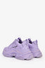 Balenciaga Purple Leather Triple S Logo All Over Sneakers Size 8