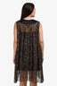 Thomas Wylde Black/Beige Printed Sheer Silk Sleeveless Shirt Dress Size M
