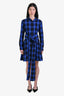 Maje Blue/Black Plaid Button Down Long Sleeve Shirt Dress Size 1