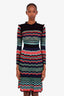 M Missoni Multicolour Long Sleeve Zig-Zag Midi Dress Size 36
