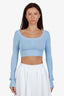 Frankies Bikinis Blue Cropped Sweater Size S