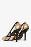 Brunello Cucinelli Metallic Gold/Black Leather Pointed Toe Cut Out Heels Size 36.5