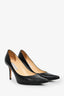 Jimmy Choo Black Croc Embossed Leather Heels Size 38