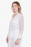 Brunello Cucinelli White Silk Feathered Blouse Size XS
