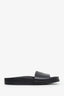 Saint Laurent Black Leather Logo Slides Size 37.5