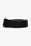 Miu Miu Black/Gold Tone Metal and Leather Logo Buckle Belt Size 90