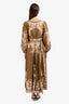 Zimmermann Olive Green Floral Printed Long Sleeves Maxi Wrap Dress Size 2 with Belt