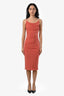 Robe midi orange dos nu à col bénitier « Lenny » de Kate May, taille XS